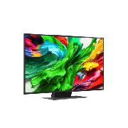 Leicht abgewinkelte Seitenansicht des LG QNED evo TV von rechts